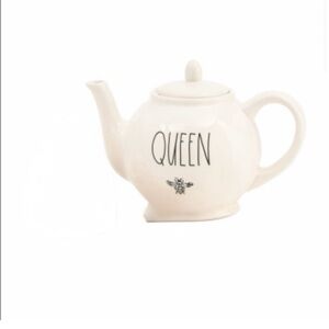 Rae Dunn Queen White Ceramic Teapot - Classic Home Kitchen
